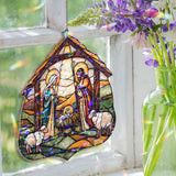 Warrior and Dog Acrylic Suncatcher, Stained Glass Style Knight with Shield and Spear, Fantasy Window Hanging, Mythological Home Decor