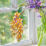 Golden Wisteria Acrylic Suncatcher, Stained Glass Style Yellow Flower Window Hanging, Botanical Nature Home Decor, Garden Lover Gift