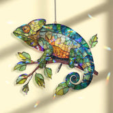Chameleon Stained Glass Suncatcher, Colorful Lizard Window Hanging, Gecko Style Reptile Decor, Vibrant Nature Acrylic Gift