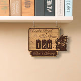 Books Read This Year Tracker - Wooden Dragon and Castle Library Sign, Personalized Book Counter, Fantasy Book Lover Gift Decor
