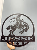 Western Riding Cowboy Metal Sign with Led Lights, Horse Lover Gift, Ranch Sign, Personalized Rodeo Name Sign, Cowboy Wall Art