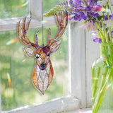Deer Head Acrylic Suncatcher, Stained Glass Style Buck Antler Window Hanging, Rustic Cabin Decor, Nature Wildlife Wall Art Gift