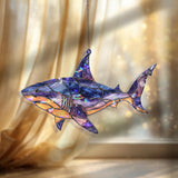 Shark Acrylic Suncatcher, Stained Glass Style Ocean Animal Window Hanging, Nautical Marine Life Home Decor Gift for Beach and Sea Lovers