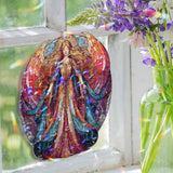 Angel Acrylic Suncatcher, Stained Glass Style Radiant Guardian Angel with Flowing Gown and Wings, Spiritual Window Panel Home Decor Gift
