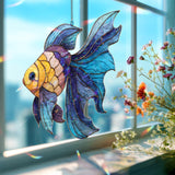 Colorful Fish Acrylic Suncatcher, Stained Glass Style Goldfish Window Hanging, Ocean Sea Life Home Decor Gift for Aquarium Lovers