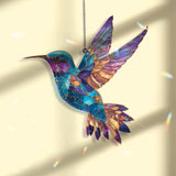 Hummingbird Acrylic Suncatcher, Stained Glass Style Colorful Bird in Flight Window Hanging, Nature Wildlife Home Decor Gift for Bird Lovers