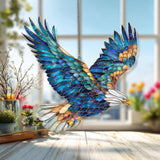 Bald Eagle Acrylic Suncatcher, Stained Glass Style Flying Eagle Window Hanging, Patriotic Wildlife Bird Decor for Home and Nature Lovers