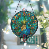 Crane Stained Glass Suncatcher, Round Bird with Cherry Blossom Window Hanging, Elegant Nature Inspired Home Decor Gift