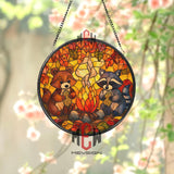 Peacock Stained Glass Suncatcher, Round Colorful Bird Window Hanging with Radiant Feathers, Elegant Nature Art Home Decor Gift