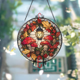 Hibiscus Sunset Stained Glass Suncatcher, Round Ocean Beach Window Hanging with Tropical Flowers, Colorful Coastal Home Decor Gift