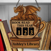 Books Read This Year Tracker - With Dragon Library Sign, Fantasy Book Counter, Bookish Decor, Bookshelf Counter, Reader Gift, Birthday Gift