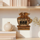 Books Read This Year Tracker - With Dragon Library Sign, Fantasy Book Counter, Bookish Decor, Bookshelf Counter, Reader Gift, Birthday Gift