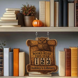 Books Read Tracker Sign With Owl, Vintage Scroll Wooden Library Reading Counter, Personalized Book Lover Gift, Home Reading Decor,Book Lover