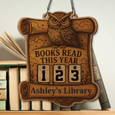 Books Read Tracker Sign With Owl, Vintage Scroll Wooden Library Reading Counter, Personalized Book Lover Gift, Home Reading Decor,Book Lover