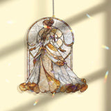 Elegant Lady Acrylic Suncatcher, Victorian Woman Window Hanging, Gold White Dress Art Nouveau Acrylic Home Decor Gift