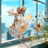 Golden Goddess Acrylic Suncatcher, Elegant Dancing Woman Window Hanging, Flowing Dress Art Nouveau Acrylic Home Decor Gift