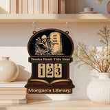 Books Read This Year Tracker - Gothic Skeleton Reading Sign, Spooky Book Lover Gift, Book Funny Quote, Just One More Chapter Library Counter