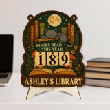 Books Read Tracker With Cat, Books Read This Year, Bookish Decor, Bookshelf Counter, Reader Gift, Birthday Gift for Book Lover, Cat Lover