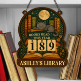 Books Read Tracker With Cat, Books Read This Year, Bookish Decor, Bookshelf Counter, Reader Gift, Birthday Gift for Book Lover, Cat Lover