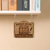 Personalized Book Tracker Sign, Reading Goal Counter, Custom Library Decor, Book Lover Gift, Wooden Reading Progress Display