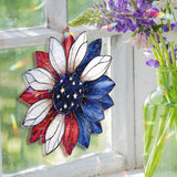 Patriotic Acrylic Suncatcher, Red White Blue Flower Window Hanging with Stars, American Flag Sunflower 4th of July Home Decor Gift