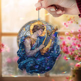 Apollo with Lyre Acrylic Suncatcher, Greek God of Music and Sun Stained Glass Style Panel, Mythology Window Hanging Home Décor