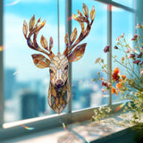 Deer Head Acrylic Suncatcher, Woodland Stained Glass Style Window Art, Rustic Forest Animal Decor Gift for Nature Lover Home