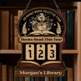 Books Read This Year Tracker - Gothic Skeleton Reading Sign, So Many Books So Little Time, Dark Academia Library Counter, Book Lover Gift