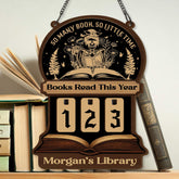 Books Read This Year Tracker - Gothic Skeleton Reading Sign, So Many Books So Little Time, Dark Academia Library Counter, Book Lover Gift