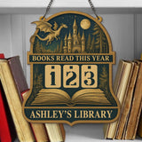 Books Read This Year Tracker - Wooden Castle and Dragon Library Sign, Fantasy Book Counter, Personalized Gift for Readers, Book Lover Gift