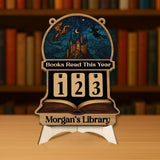 Books Read This Year Tracker - Dragon and Wizard Reading Sign, Fantasy Castle Wooden Library Counter, Magical Book Lover Gift Decor