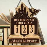 Books Read This Year Tracker - Dragon Castle Reading Sign, Fantasy Wooden Library Counter, Book Lover Gift, Medieval Reading Decor