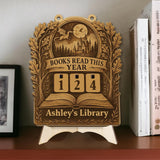 Moonlight Castle Book Tracker, Dragon Fantasy Reading Counter, Custom Name Library Decor, Book Lover Gift, Reading Goal Sign