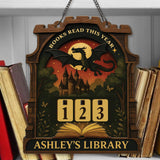 Books Read This Year Tracker - Black Dragon Castle Reading Sign, Gothic Fantasy Wooden Library Counter, Personalized Book Lover Gift