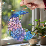 Crescent Moon Hydrangea Acrylic Suncatcher, Stained Glass Style Blue Purple Floral Window Hanging, Garden Flower Home Decor Gift