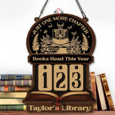 Books Read This Year Tracker - Gothic Skeleton Sitting Reading Sign, Just One More Chapter Library Counter, Spooky Book Lover Gift