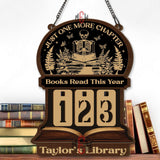 Books Read This Year Tracker - Gothic Skeleton Sitting Reading Sign, Just One More Chapter Library Counter, Spooky Book Lover Gift