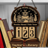 Books Read This Year Tracker - Gothic Skeleton Sitting Reading Sign, Just One More Chapter Library Counter, Spooky Book Lover Gift
