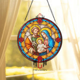 Holy Family Stained Glass Suncatcher, Jesus Mary Joseph Window Art, Religious Ornament, Christian Gift, Sacred Home Window Decor