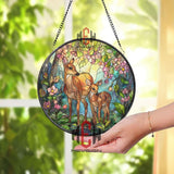 Deer and Fawn Stained Glass Suncatcher, Woodland Forest Window Art, Mother Nature Ornament, Wildlife Lover Gift, Rustic Home Decor