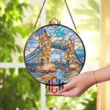 London Bridge Stained Glass Suncatcher, City Landmark Window Art, Travel Decor Ornament, Architecture Gift, Urban Home Accent