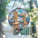 London Bridge Stained Glass Suncatcher, City Landmark Window Art, Travel Decor Ornament, Architecture Gift, Urban Home Accent