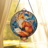 Fox Stained Glass Suncatcher, Woodland Animal Window Art, Autumn Nature Ornament, Wildlife Lover Gift, Rustic Home Window Decor