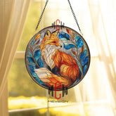 Fox Stained Glass Suncatcher, Woodland Animal Window Art, Autumn Nature Ornament, Wildlife Lover Gift, Rustic Home Window Decor