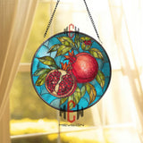 Pomegranate Stained Glass Suncatcher, Fruit Window Art, Red Floral Ornament, Kitchen Decor Gift, Vibrant Home Window Hanging