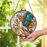 Angel Stained Glass Suncatcher, Celestial Window Art, Blue Wing Ornament, Spiritual Gift, Guardian Angel Home Window Decor