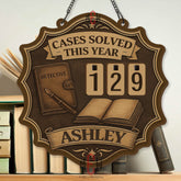 Cases Solved This Year Tracker - Detective Theme Wooden Sign, Mystery Lover Gift, Personalized Investigator Counter, Sherlock Office Decor