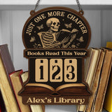 Books Read This Year Tracker - Gothic Skeleton Reading Sign, Just One More Chapter Library Counter, Spooky Book Lover Gift, Book Funny Quote