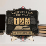 Mysteries Read This Year Tracker - Detective Theme Wooden Library Sign, Mystery Book Counter, Personalized Gift for Book Lovers