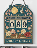 Personalized Wooden Book Tracker Sign, Books Read This Year Counter, Custom Library Reading Tracker, Gift for Book Lovers
